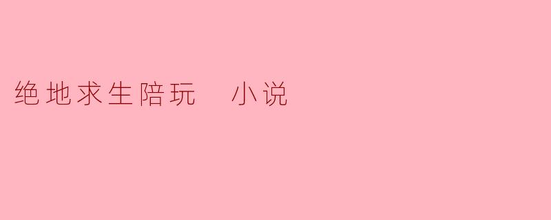 绝地求生陪玩 小说